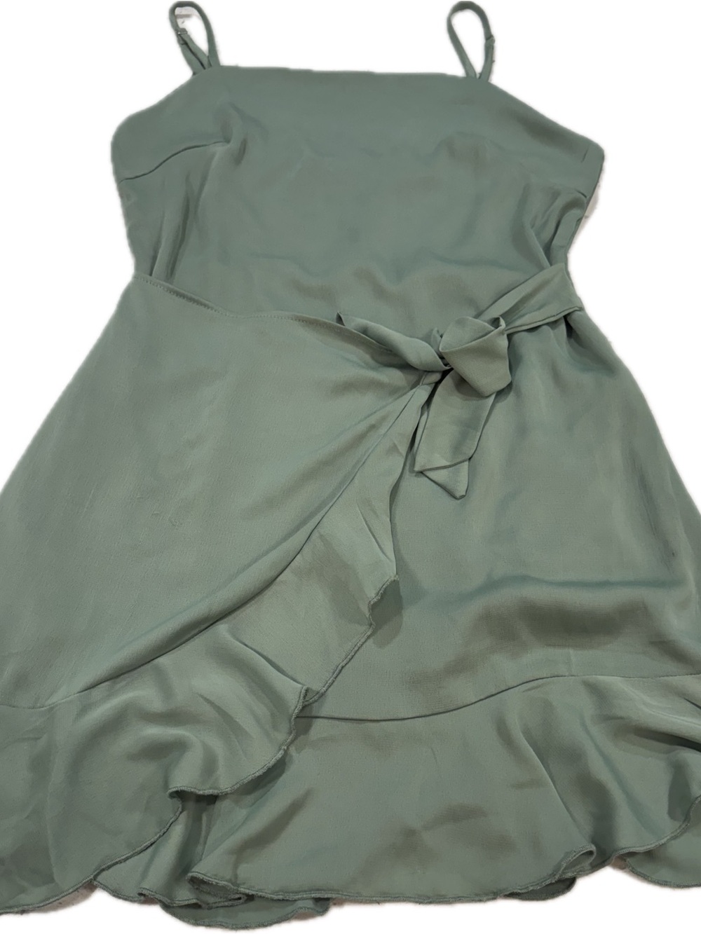 Altar'd State Sage Green Spaghetti Strap Wrap Mini Dress - Picture 1 of 6